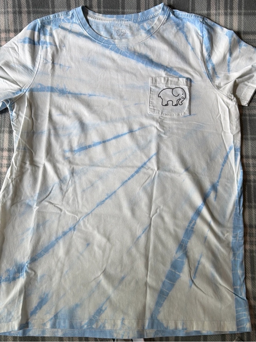 Ivory Ella Light Blue Tie-Dye Pocket Tee with Elephant Logo